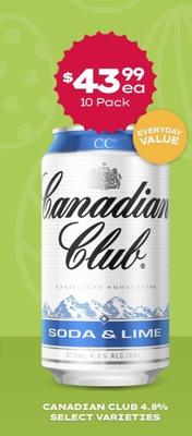 Canadian Club - 4.8% Selected Varieties offers at $43.99 in Thirsty Camel