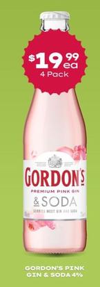 Gordons - Pink Gin & Soda 4% offers at $19.99 in Thirsty Camel