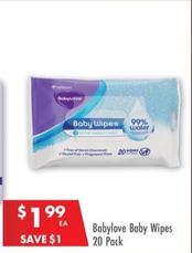 Babylove - Baby Wipes 20 Pack offers at $1.99 in Pharmacy 4 Less
