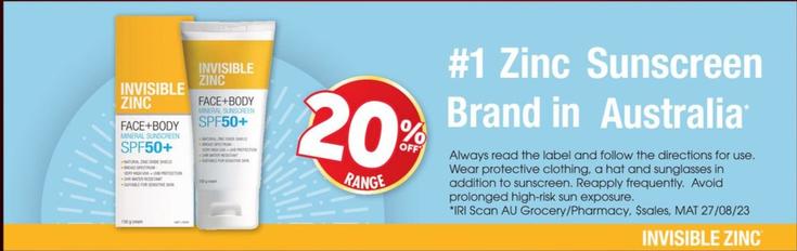 Invisible Zinc - Range offers in Pharmacy 4 Less