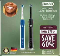 Oral B - Pro 2 2000 Electric Toothbrush offers at $79 in Shaver Shop