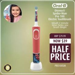 Oral B - Disney Spider-Man Pro 100 Electric Toothbrush offers at $39 in Shaver Shop