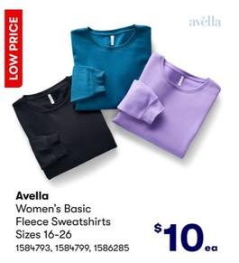 Avella - Women's Basic Fleece Sweatshirts Sizes 16-26 offers at $10 in BIG W