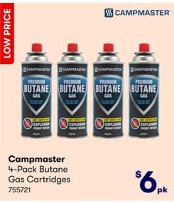 Campmaster - 4-Pack Butane Gas Cartridges offers at $6 in BIG W