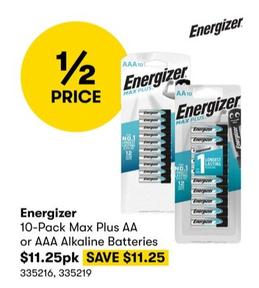 Energizer - 10-Pack Max Plus AA or AAA Alkaline Batteries offers at $11.25 in BIG W