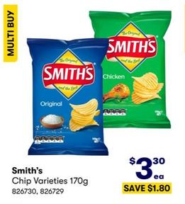 Smith's - Chip Varieties 170g offers at $3.3 in BIG W