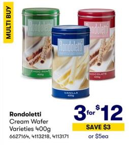 Rondoletti - Cream Wafer Varieties 400g offers at $12 in BIG W