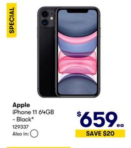 Apple - iPhone 11 64GB Black offers at $659 in BIG W