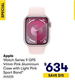 Apple - Watch Series 9 GPS 41mm Pink Aluminium Case with Light Pink Sport Band offers at $634 in BIG W