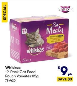 Whiskas - 12-Pack Cat Food Pouch Varieites 85g offers at $9 in BIG W