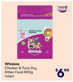Whiskas - Chicken & Tuna Dry Kitten Food 800g offers at $6.5 in BIG W