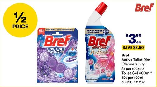 Bref - Active Toilet Rim Cleaners 50g  offers at $3.5 in BIG W