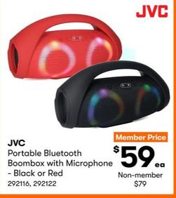 Jvc - Portable Bluetooth Boombox with Microphone - Black or Red Portable Bluetooth Boombox With Microphone Black or Red offers at $59 in BIG W