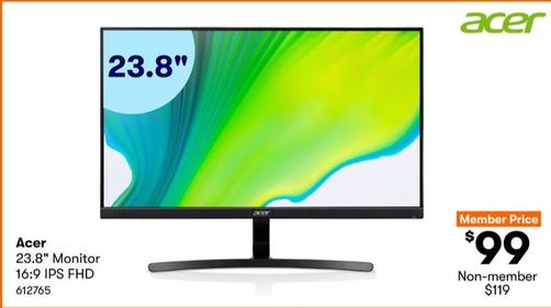 Acer - 23.8" Monitor 16:9 IPS FHD offers at $99 in BIG W
