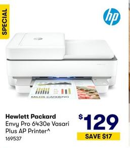 HP - Hewlett Packard Envy Pro 6430e Vasari Plus AP Printer offers at $129 in BIG W