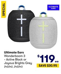Ultimate Ears - Wonderboom 3 Active Black or Joyous Brights Grey offers at $119 in BIG W