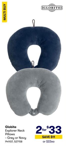 Globite - Explorer Neck Pillows - Grey or Navy offers at $33 in BIG W