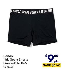 Bonds - Kids Sport Shorts Sizes 6-8 to 14-16 offers at $9.6 in BIG W