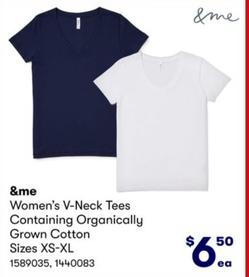 &me - Women’s V-Neck Tees Containing Organically Grown Cotton Sizes XS-XL offers at $6.5 in BIG W