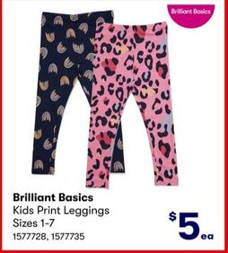 Brilliant Basics - Kids Print Leggings Sizes 1-7 offers at $5 in BIG W