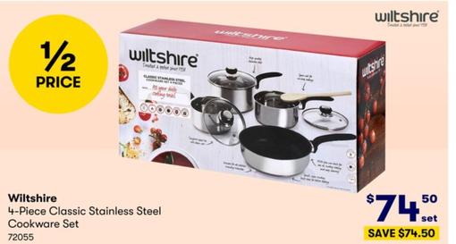 Wiltshire - 4-Piece Classic Stainless Steel Cookware Set offers at $74.5 in BIG W