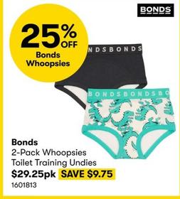 Bonds - 2-Pack Whoopsies Toilet Training Undies  offers at $29.25 in BIG W