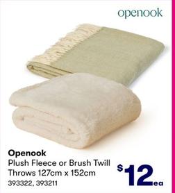 Openook - Plush Fleece or Brush Twill Throws 127cm x 152cm offers at $12 in BIG W