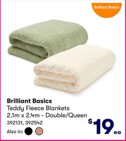 Brilliant Basics - Teddy Fleece Blankets 2.1m x 2.4m - Double/Queen offers at $19 in BIG W