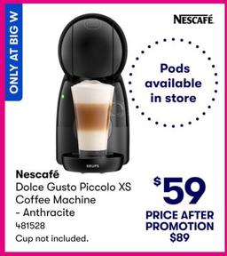 Nescafé - Dolce Gusto Piccolo XS Coffee Machine - Anthracite offers at $59 in BIG W