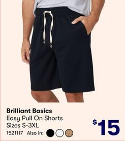 Brilliant Basics - Easy Pull On Shorts Sizes S-3XL offers at $15 in BIG W