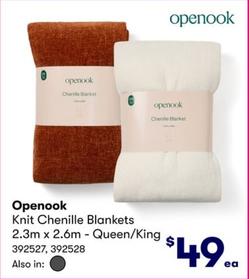 Openook - Knit Chenille Blankets 2.3m x 2.6m Queen/King offers at $49 in BIG W