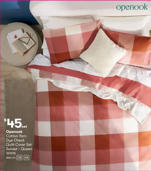Openook - Cotton Yarn Dye Check Quilt Cover Set Sunset Queen offers at $45 in BIG W