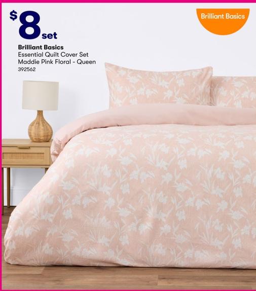 Brilliant Basics - Essential Quilt Cover Set Maddie Pink Floral - Queen offers at $8 in BIG W