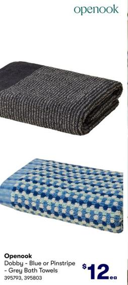 Openook - Dobby Blue Or Pinstripe Grey Bath Towels  offers at $12 in BIG W