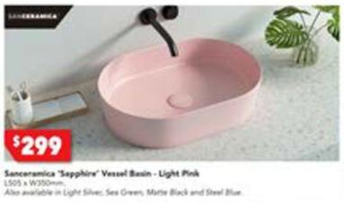 Sanceramica Sapphire 500mm Vessel Basin - Light Pink offers at $299 in Harvey Norman