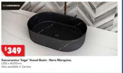 Sanceramica Sage Nero Marquina Natural Marble Vessel Basin offers at $349 in Harvey Norman