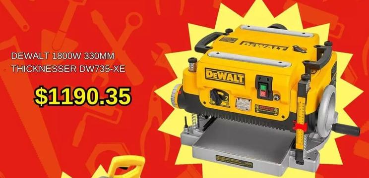 Dewalt - 1800w 330mm Thicknesser Dw735-xe offers at $1190.35 in Total Tools