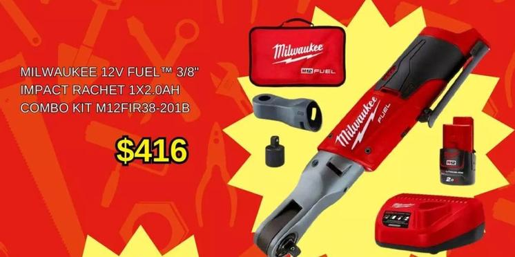 Milwaukee - 12v Fuel Tm 3/8" Impact Rachet 1x2.0ah Combo Kit M12fir38-201b offers at $416 in Total Tools