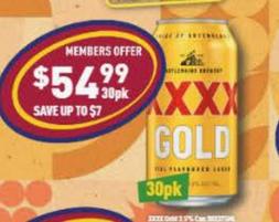 Xxxx - Gold 3.5% Cans 30x375ml offers at $54.99 in Liquor Legends