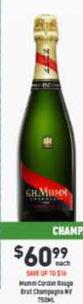 Mumm - Cordon Range Brut Champagne Nv 750ml offers at $60.99 in Liquor Legends