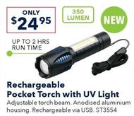 Rechargeable Pocket Torch With Uv Light offers at $24.95 in Jaycar Electronics