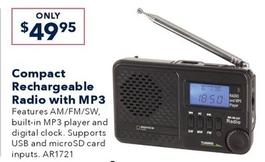 Compact Rechargeable Radio with MP3 offers at $49.95 in Jaycar Electronics
