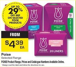 Poise - Selected Range offers at $4.39 in Pharmacy Direct