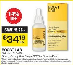Boost Lab - Goody Goody Sun Drops Spf50+ Serum 45ml offers at $34.19 in Pharmacy Direct