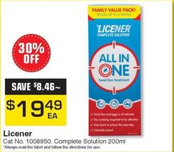 Licener - Complete Solution 200ml offers at $19.49 in Pharmacy Direct