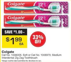 Colgate - Soft or Medium Interdental Zig Zag Toothbrush offers at $1.99 in Pharmacy Direct