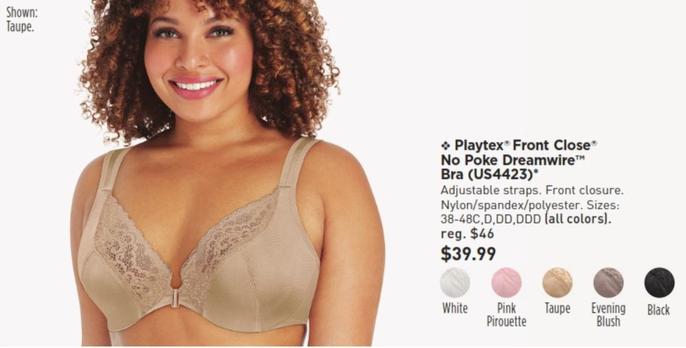 Playtex - Front Close No Poke Dreamwire Bra offers at $39.99 in Avon