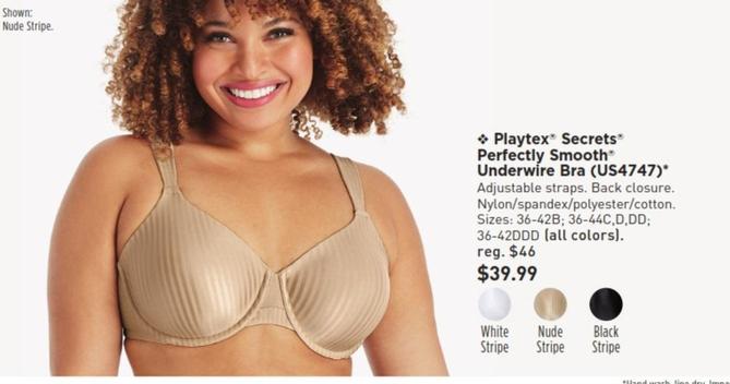 Playtex - Secrets Perfectly Smooth Underwire Bra offers at $39.99 in Avon