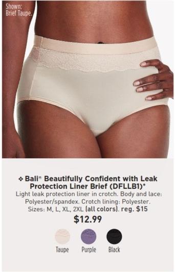 Bali - Beautifully Confident With Leak Protection Liner Brief offers at $12.99 in Avon