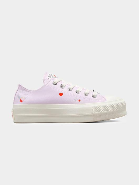 Womens Chuck Taylor All Star Lift Y2K Heart Low Top Sneakers in Lilac Lily Daze offers at $105 in Glue Store